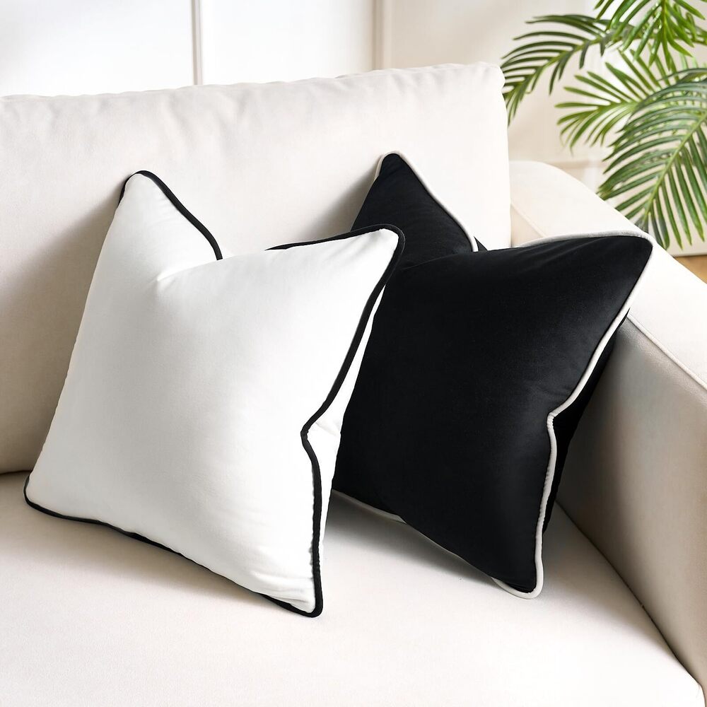 4827 Black and White Pillow Covers White Cushions Covers 20 x 20 Throw